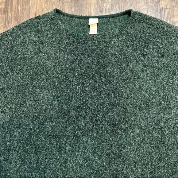 H&M Dark Green Crewneck Cropped Long Sleeves Relaxed Fit Knit Sweater Top Size M - Picture 5 of 8